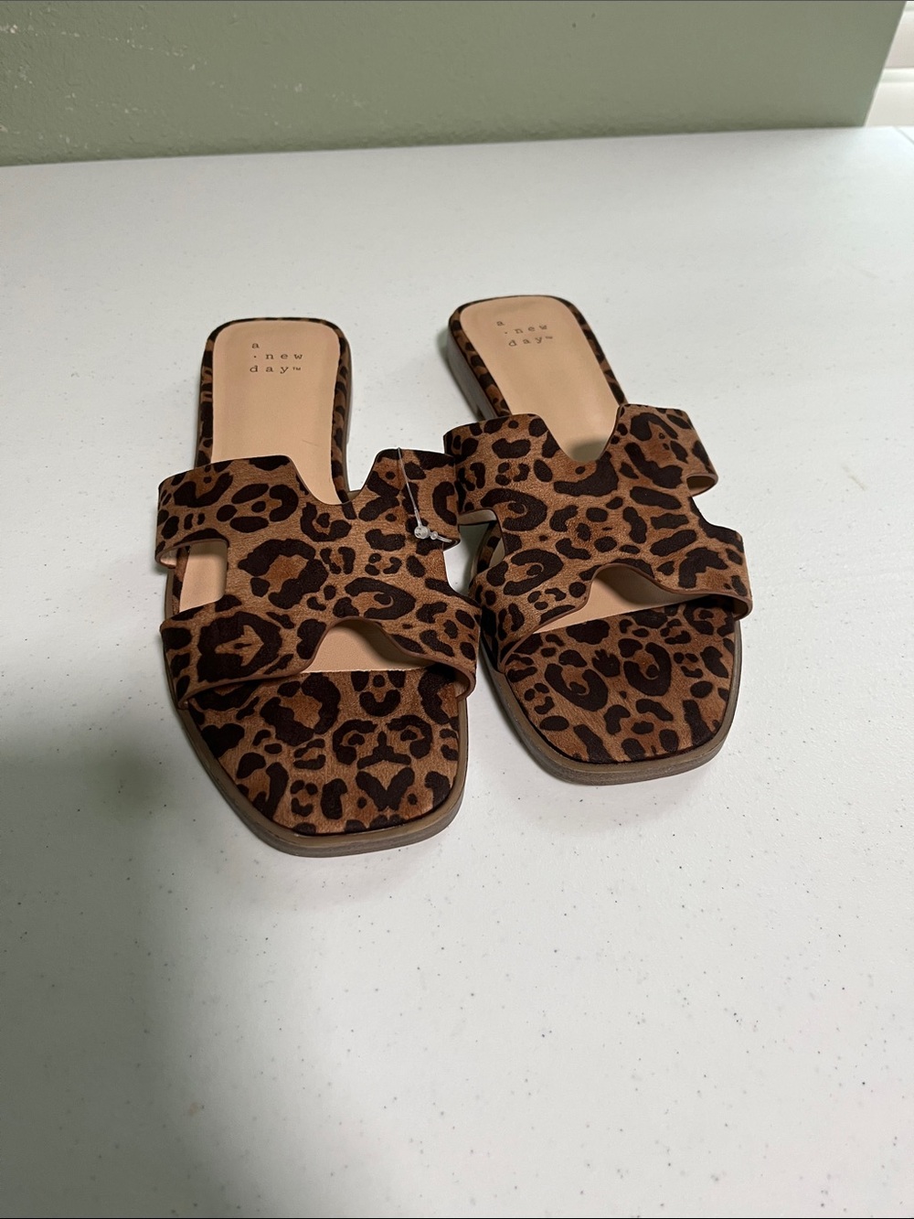 a new day Leopard Print Slide Sandals - Brown